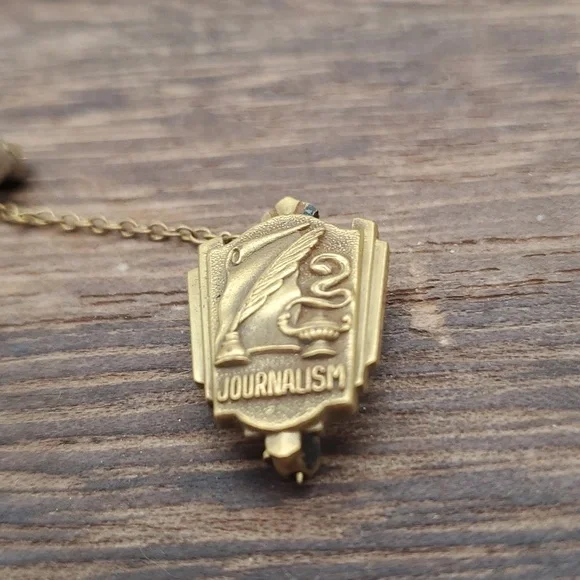 Antique journalism gold filled brooch B528